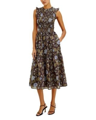 Rails Vivier Ruffle Smocked Midi Dress