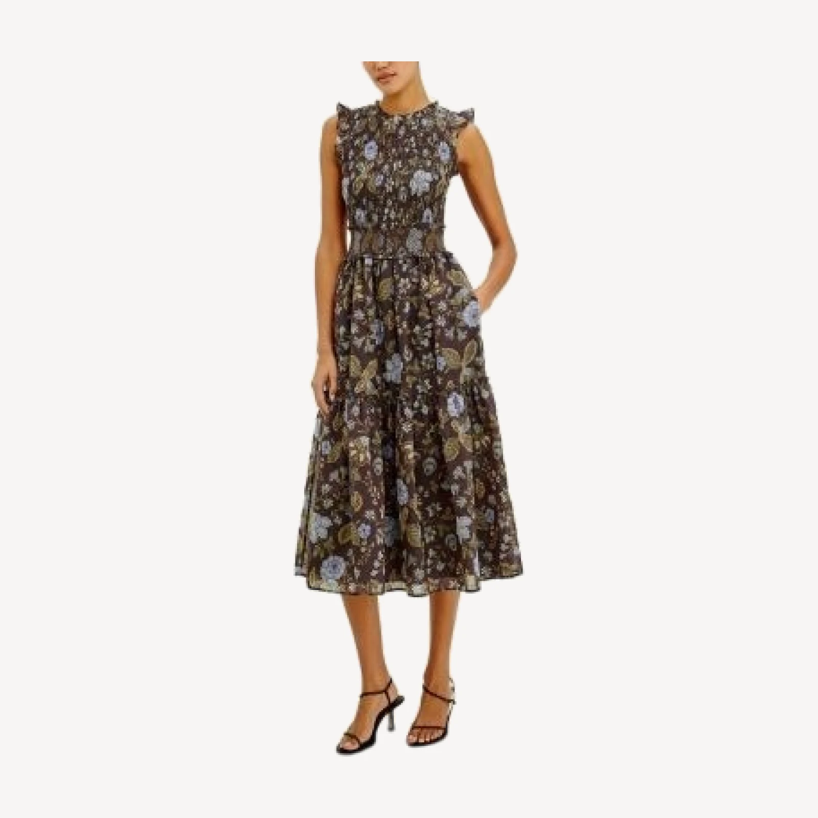 Rails Vivier Ruffle Smocked Midi Dress