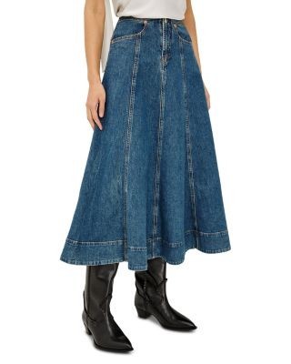 Rails Vicente Cotton Stretch A Line Midi Jean Skirt in Meadowbrook