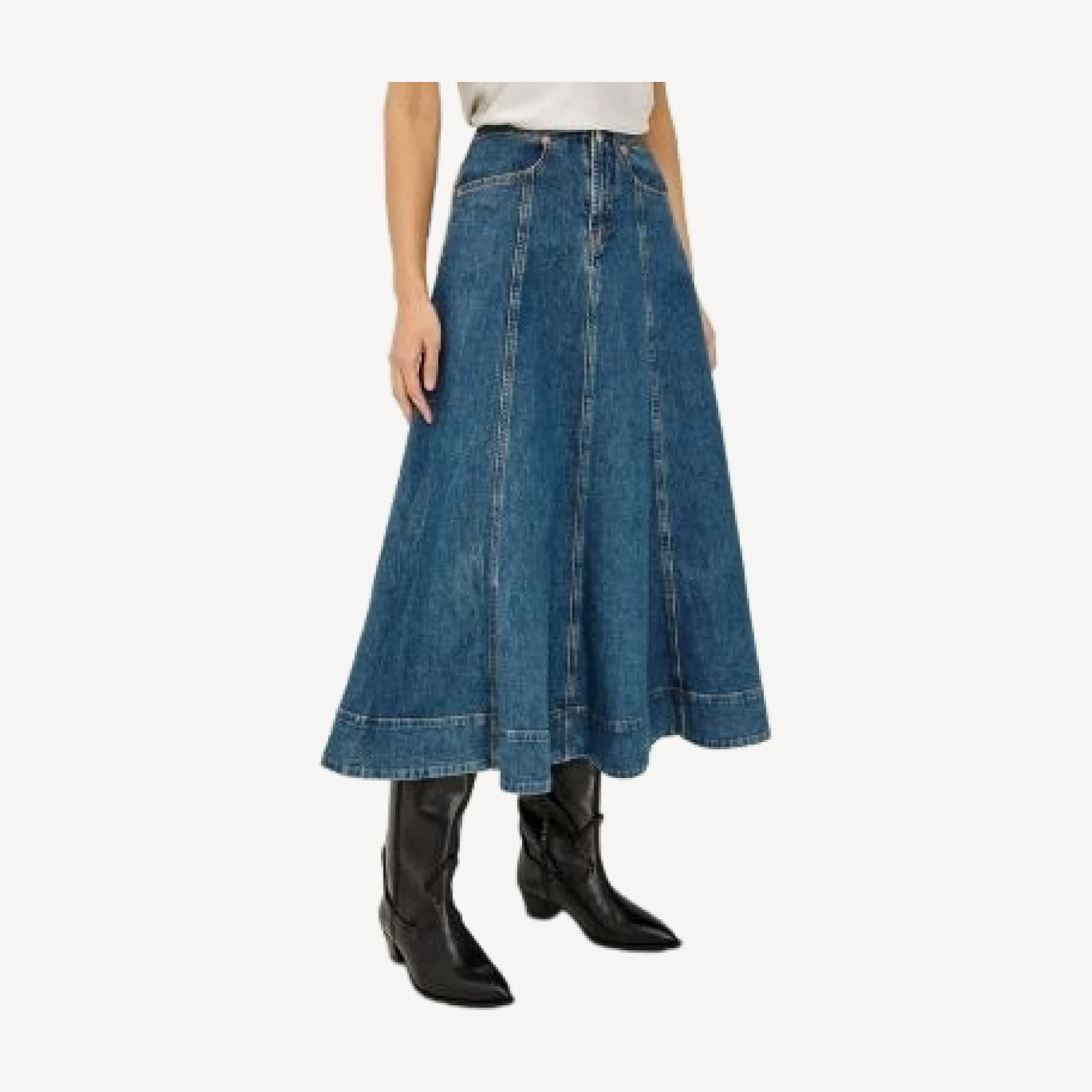 Rails Vicente Cotton Stretch A Line Midi Jean Skirt in Meadowbrook