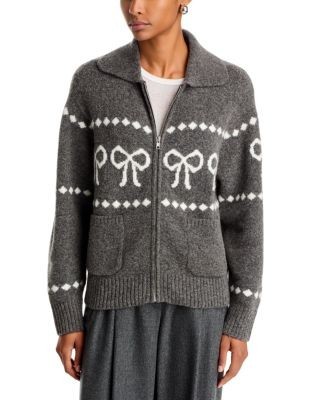 Rails Rhea Zip Front Bow Knit Cardigan