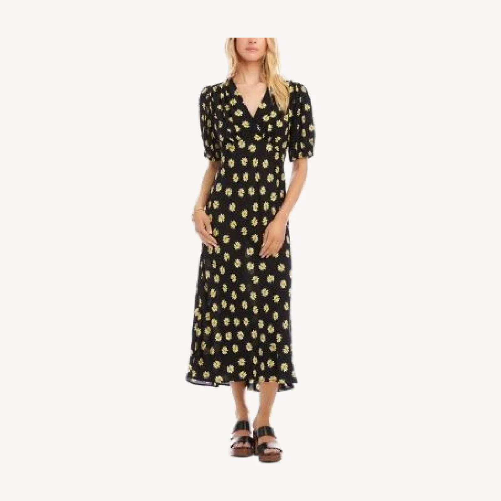 Karen Kane Puffed Sleeve Bias Cut Dress