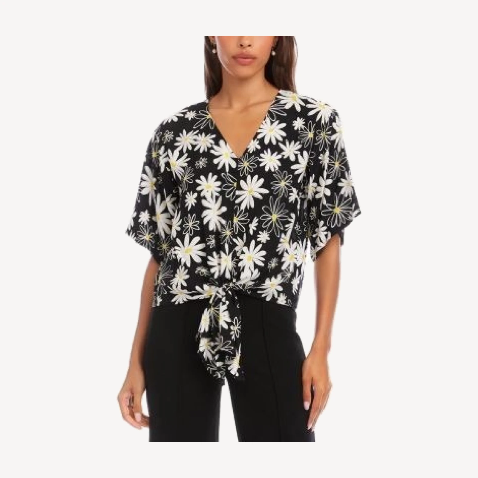 Karen Kane Flutter Sleeve Tie Front Top