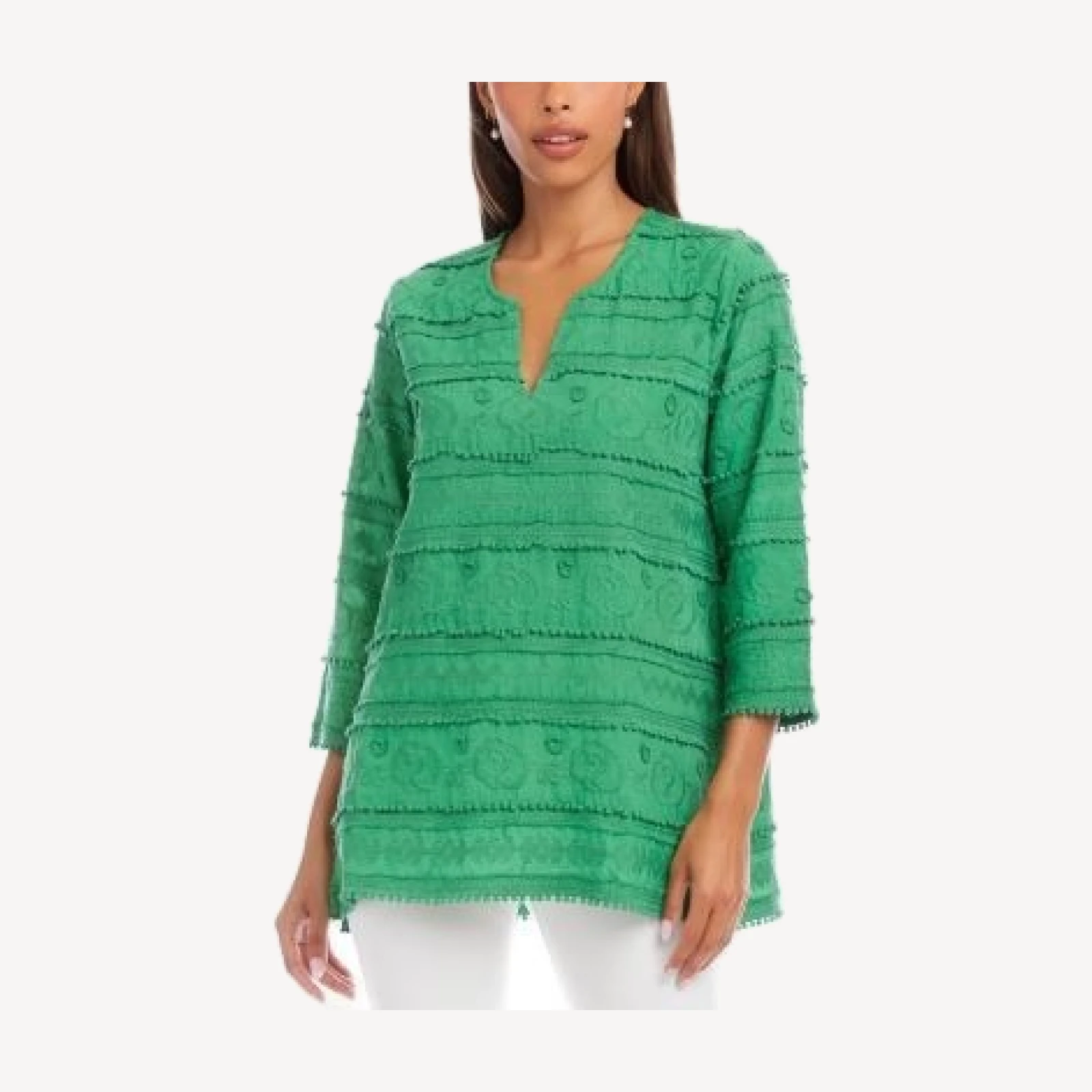 Karen Kane Embroidered Pom Pom Tunic