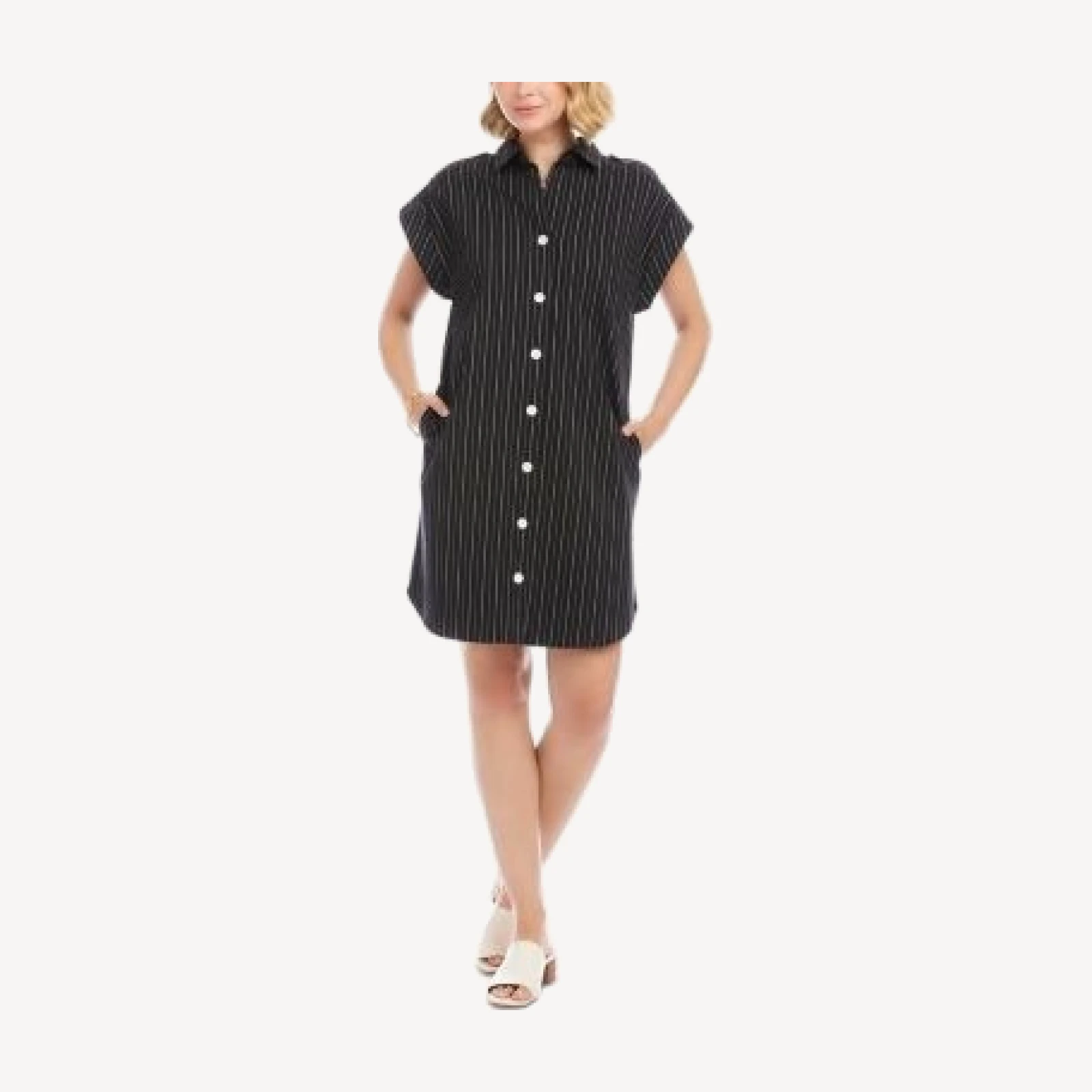 Karen Kane Stripe Cap Sleeve Shirtdress