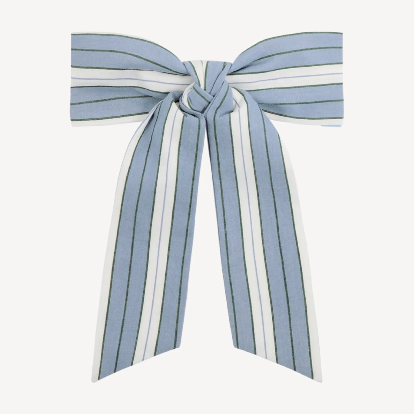 The Belle Bow - Coln Ticking Stripe Dusty Blue