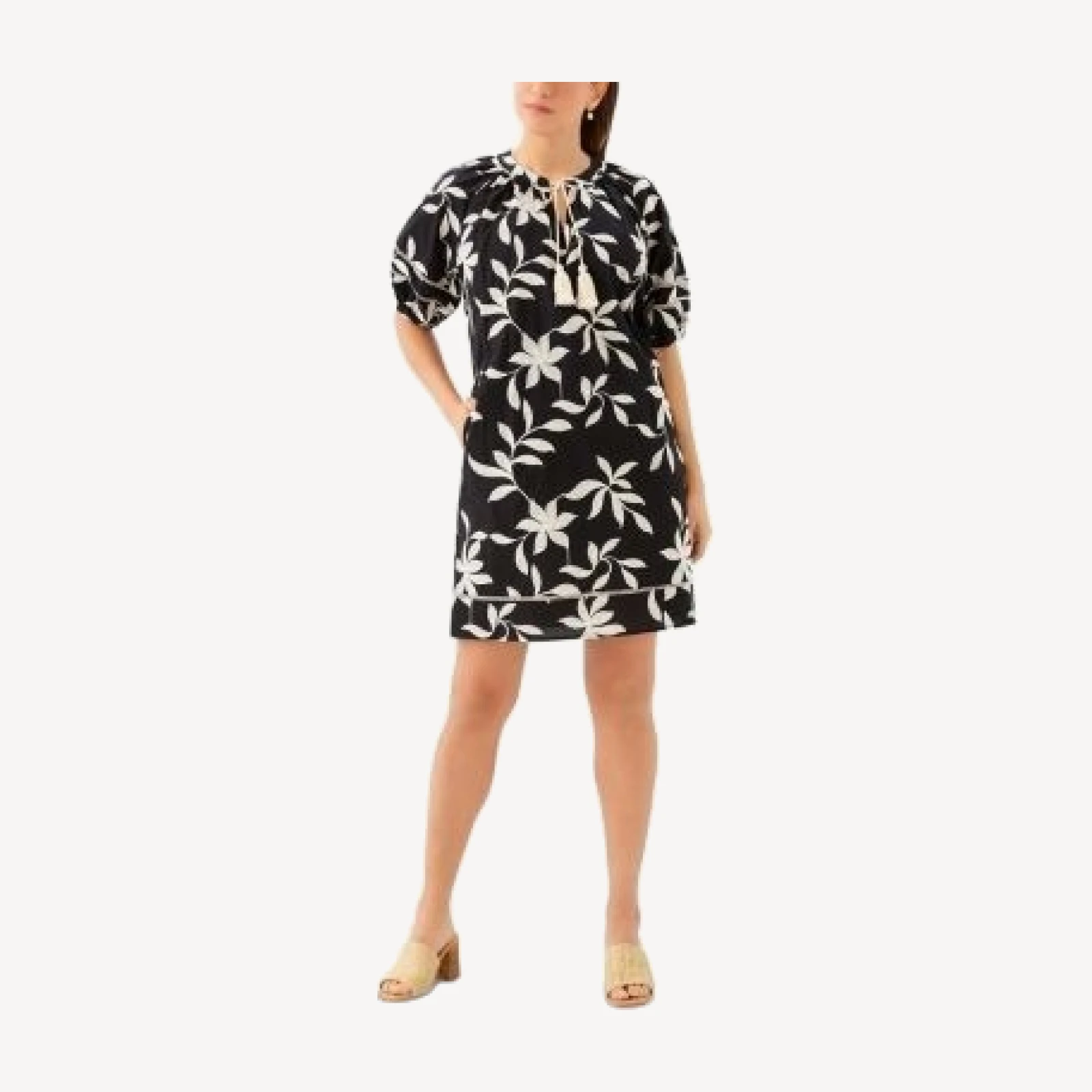 Karen Kane Puff Sleeve Tassel Dress