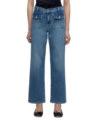 7 For All Mankind Stovepipe High Rise Straight Ankle Jeans in Aquashade