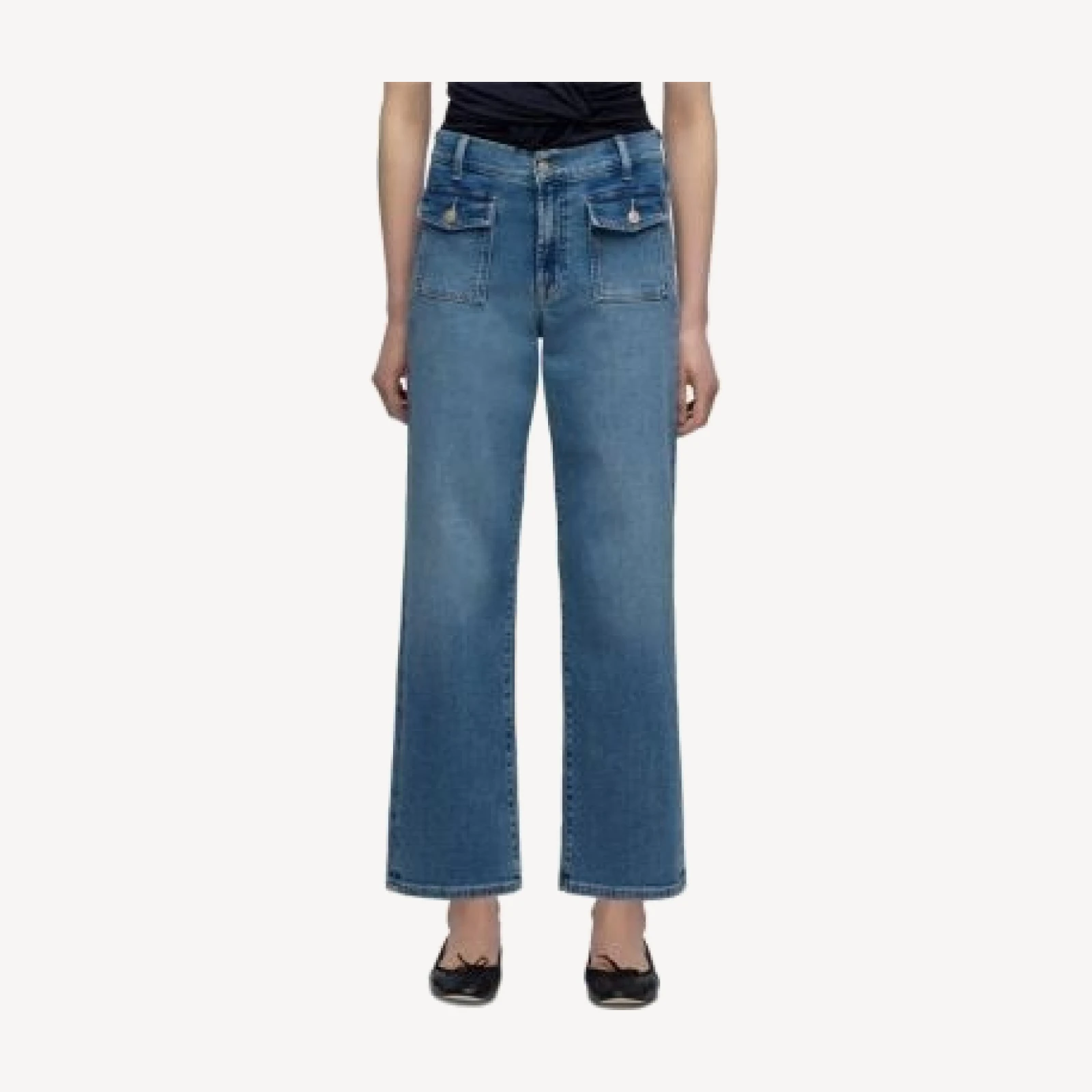 7 For All Mankind Stovepipe High Rise Straight Ankle Jeans in Aquashade