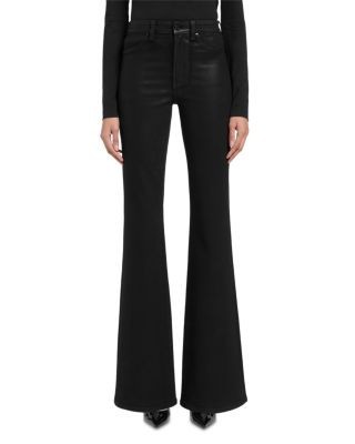 7 For All Mankind The Leggy Mid Rise Flare Jeans in Coated Black