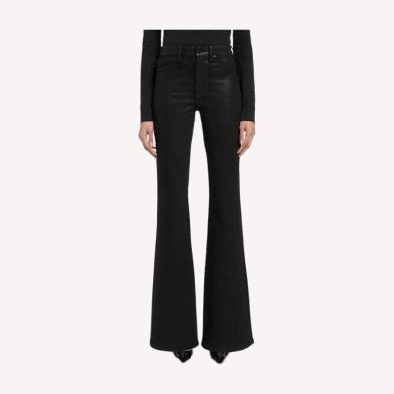 7 For All Mankind The Leggy Mid Rise Flare Jeans in Coated Black