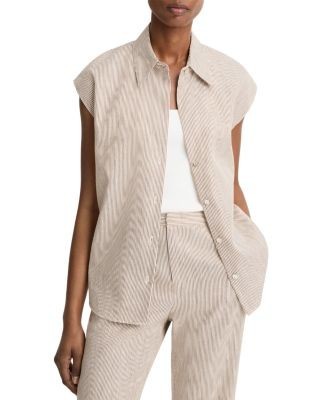 Vince Ticking Stripe Linen Top