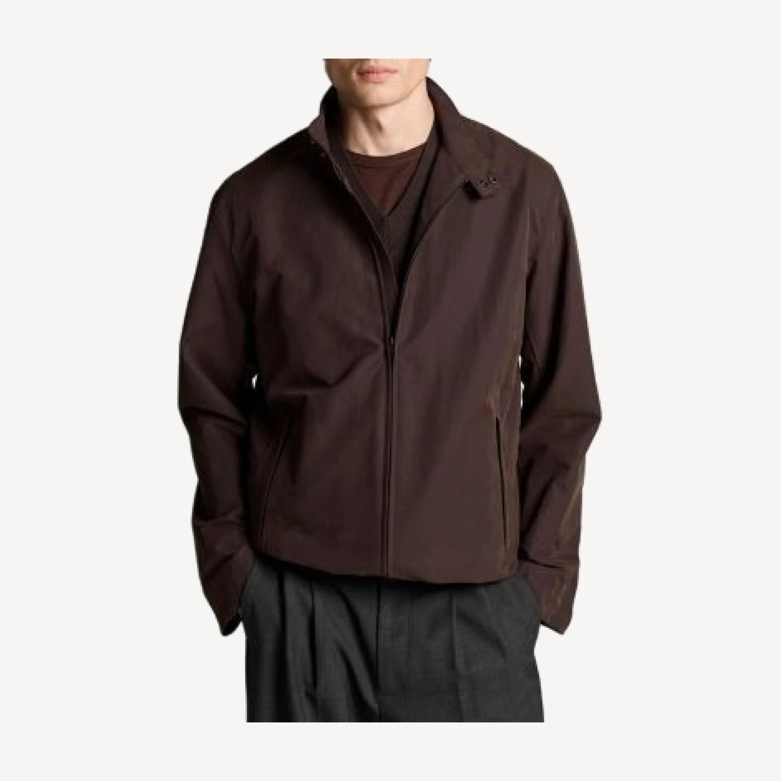 Vince Arabica Cotton Blend Band Collar Windbreaker