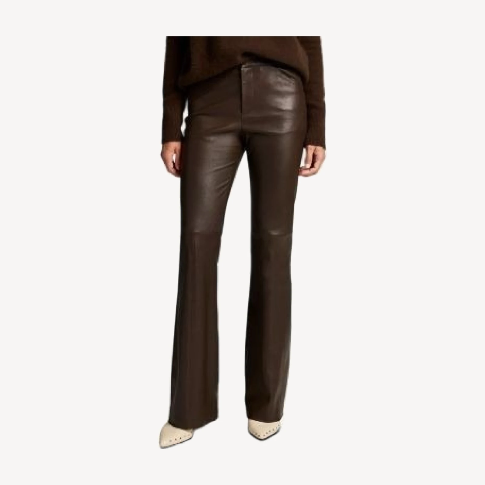 Vince Leather Mid Rise Stretch Straight Leg Pants