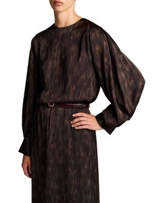 Vince Printed Raglan Sleeve Tie Neck Top