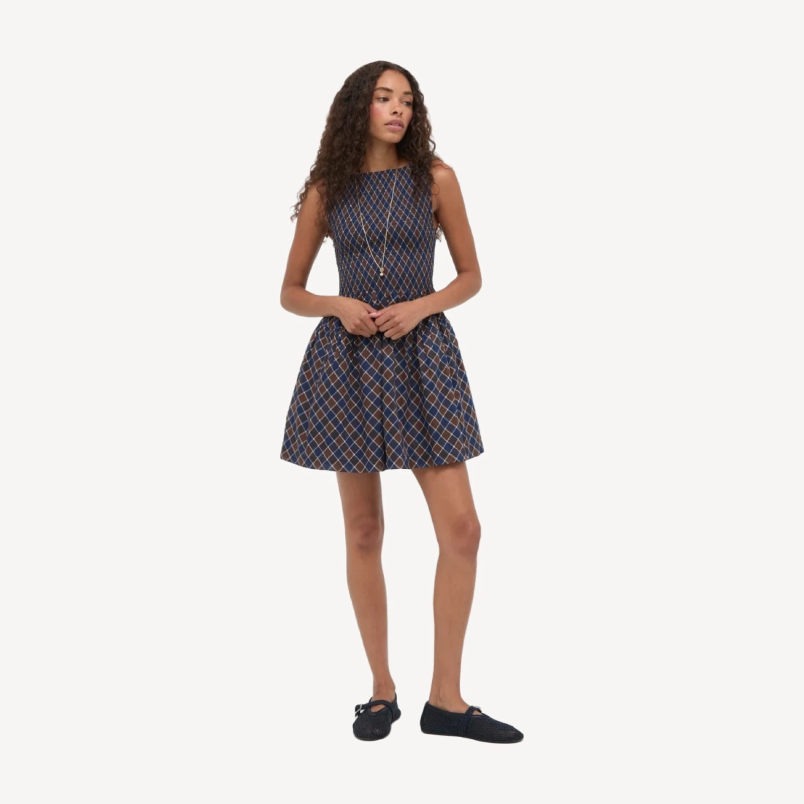 The Cosima Mini Nap Dress - Wilshire Plaid Chocolate/Navy