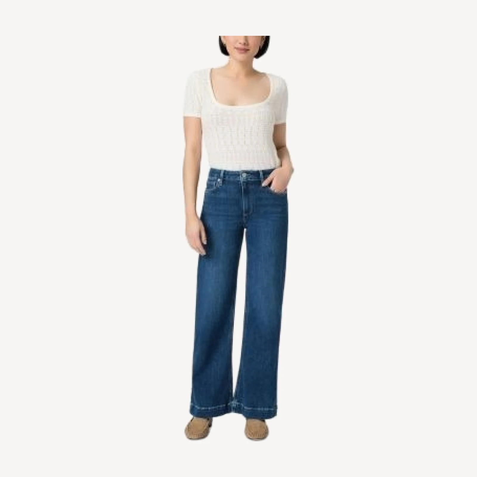 Paige Leenah High Rise Petite Wide Leg Jean in Venetian Breeze