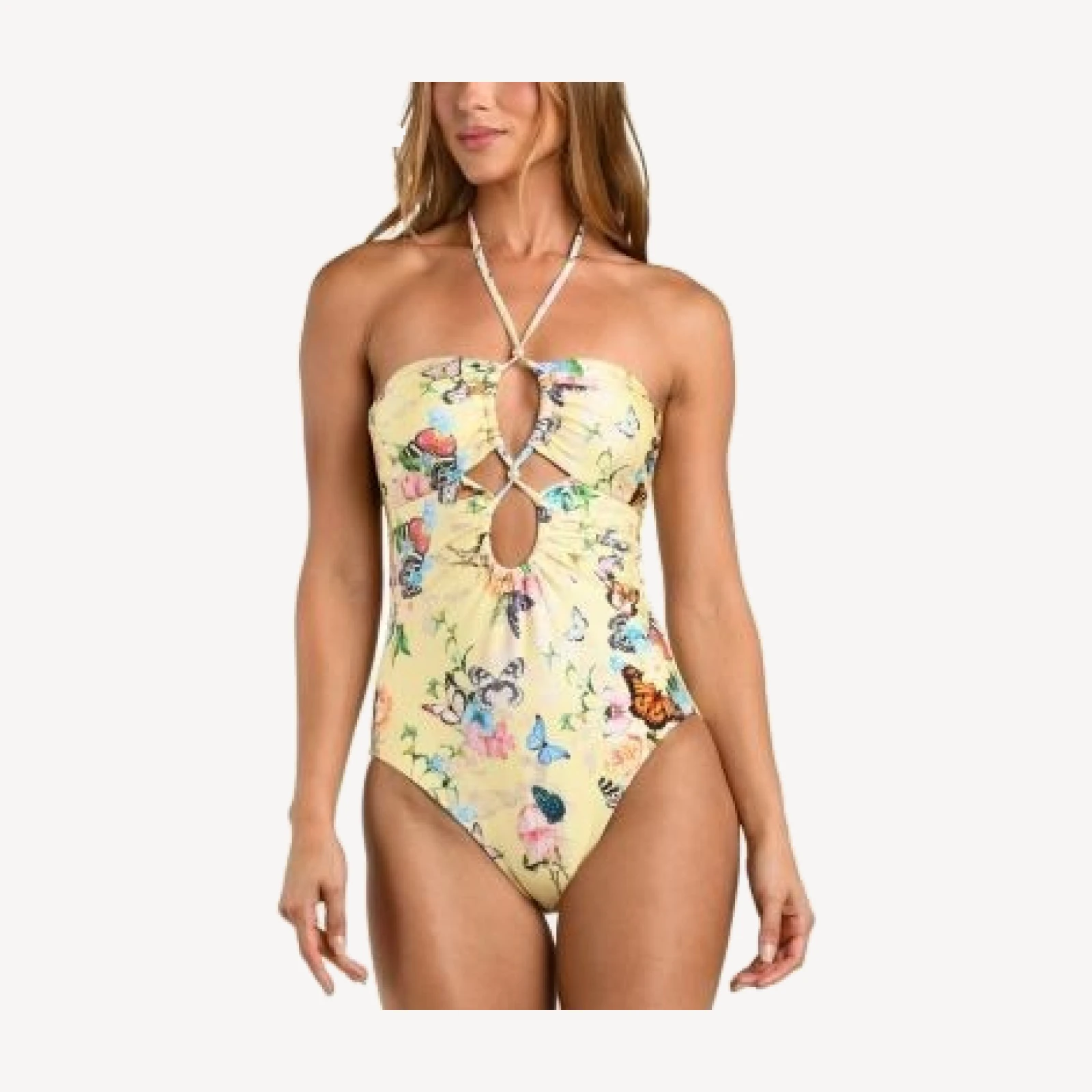 L'Agence Shiva Garden Butterflies Bandeau One Piece Swimsuit