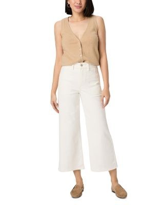 Paige Anessa Petite High Rise Wide Leg Jeans in Tonal Ecru