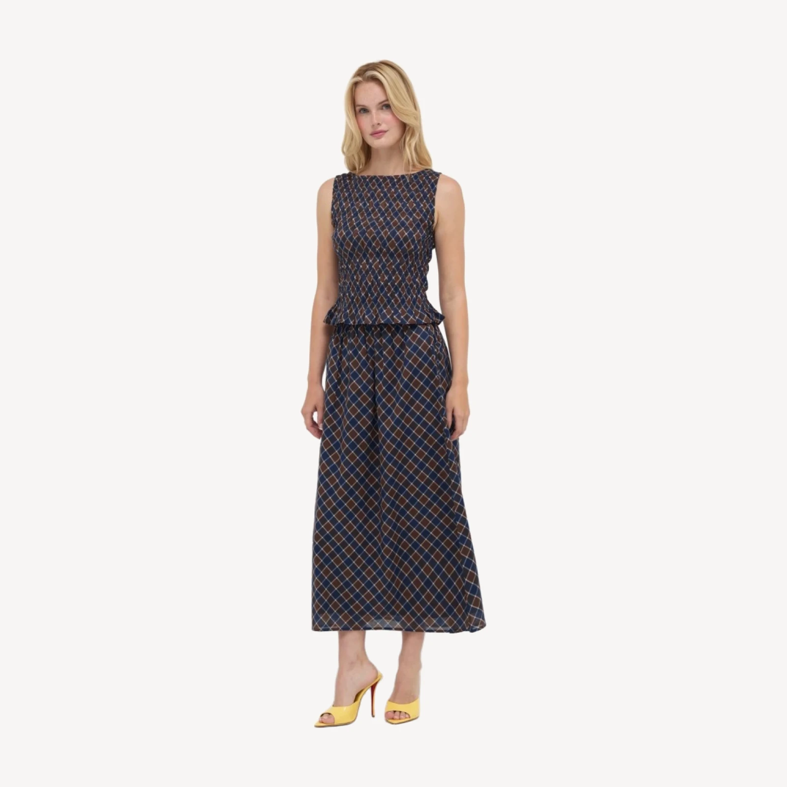 The Delphine Nap Skirt - Wilshire Plaid Chocolate/Navy