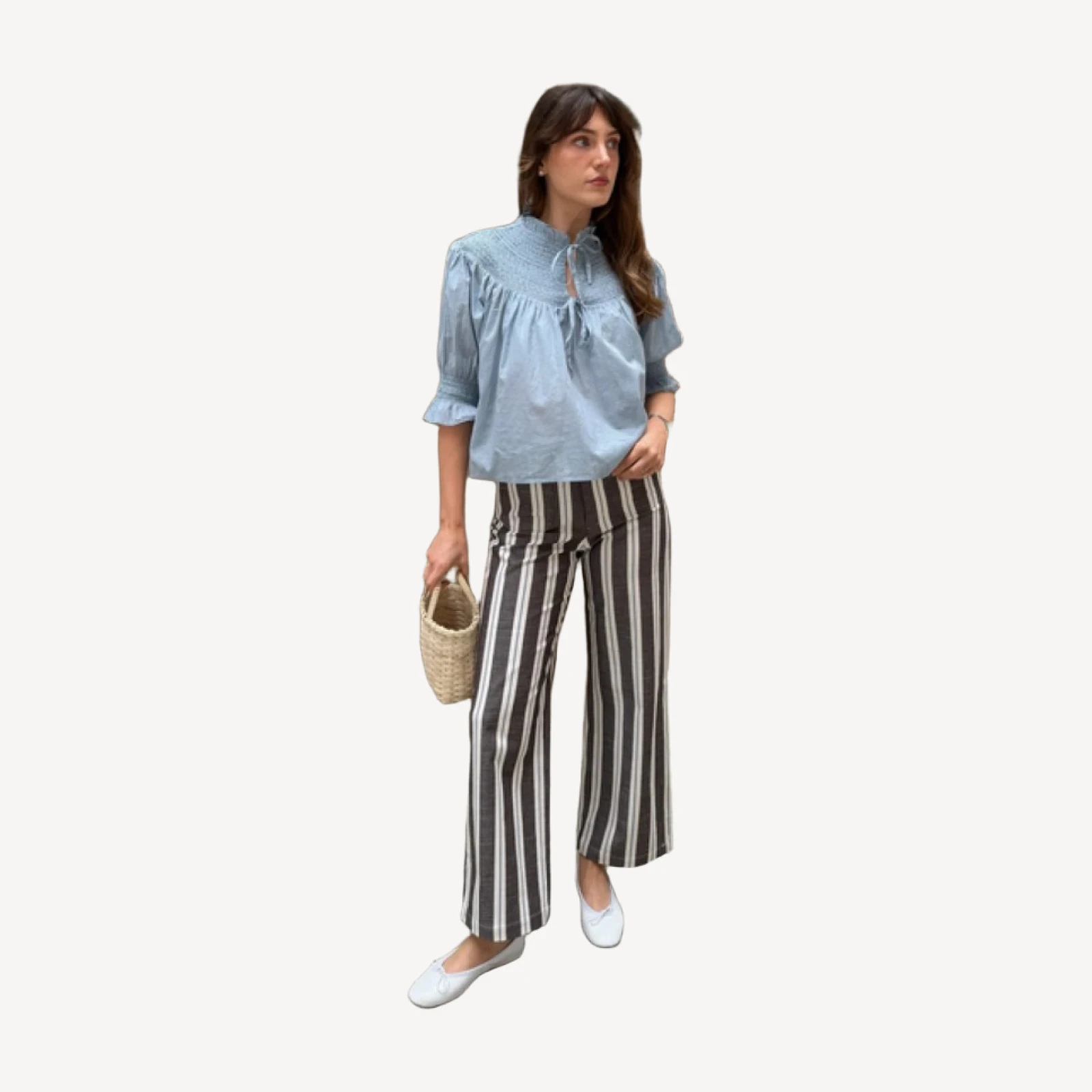 The Mindy Pant - Coln Ticking Stripe Chocolate