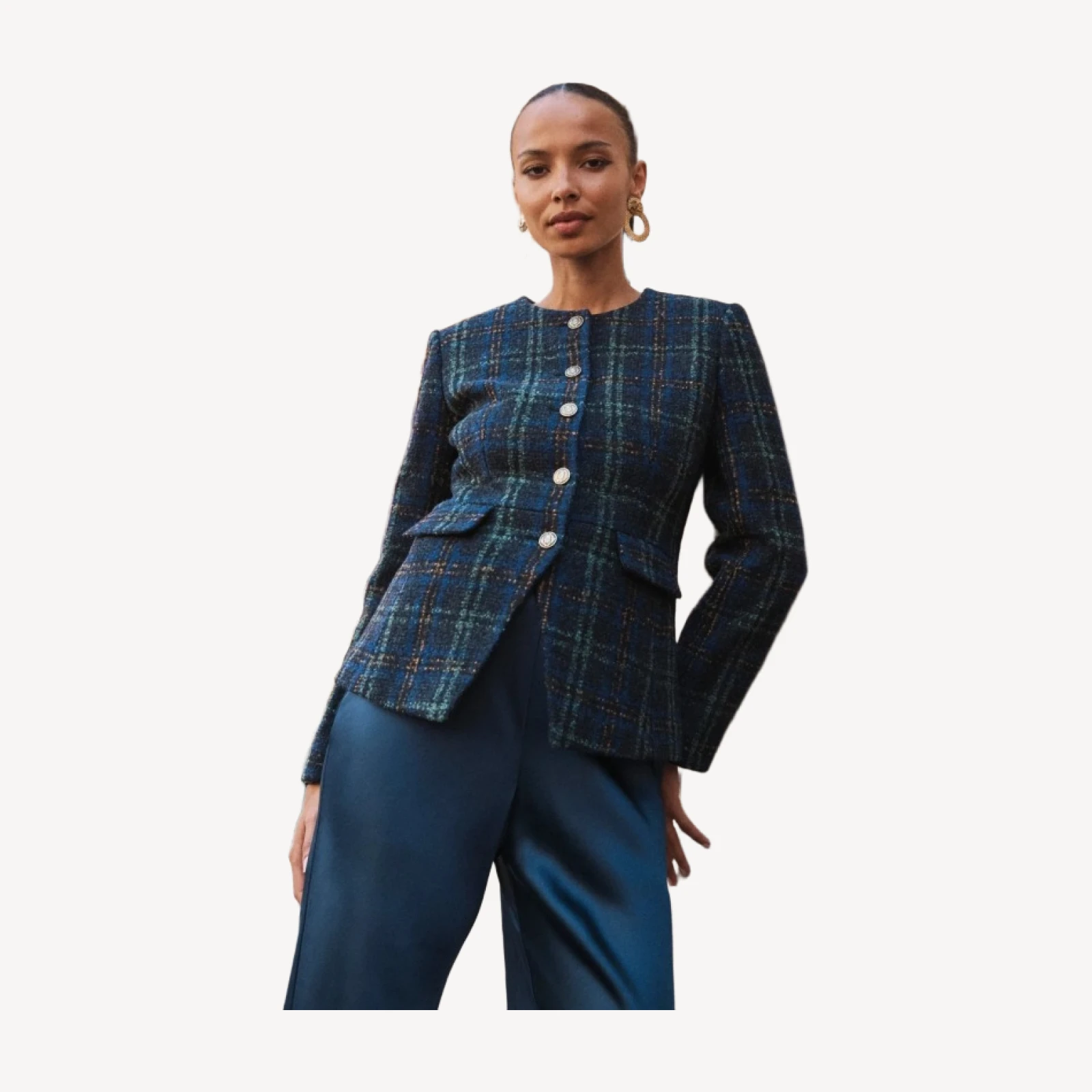 The Warby Coat - Navy Tartan