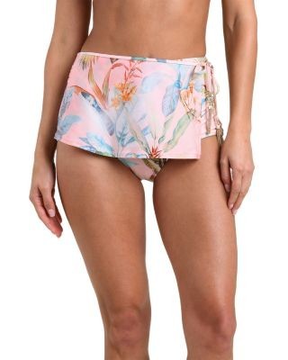 L'Agence Linda Colorful Palm Swim Skort Bikini Bottom