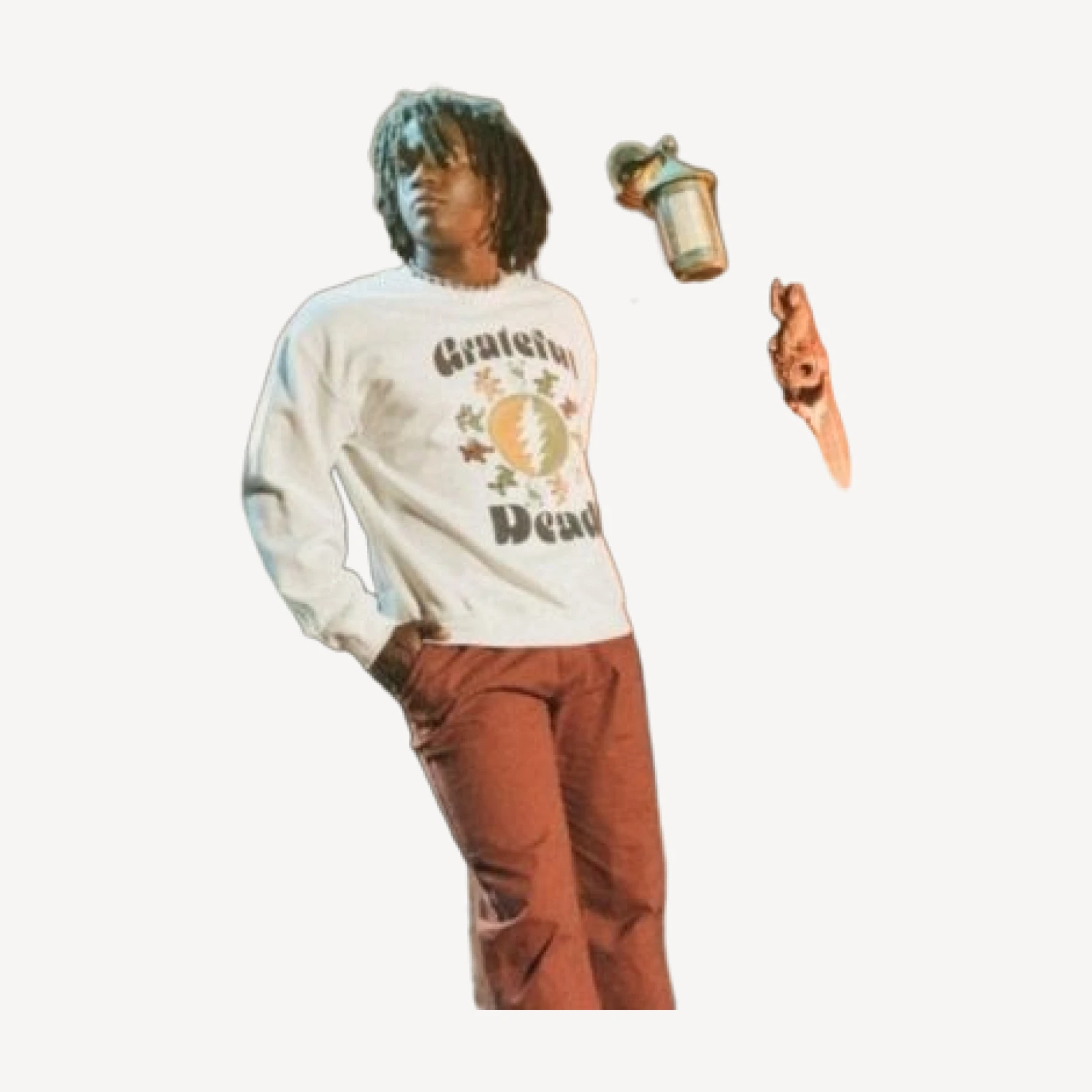 Junk Food Clothing Unisex Grateful Dead Bear Ring Flea Market Crew Fleece Sweatshirts