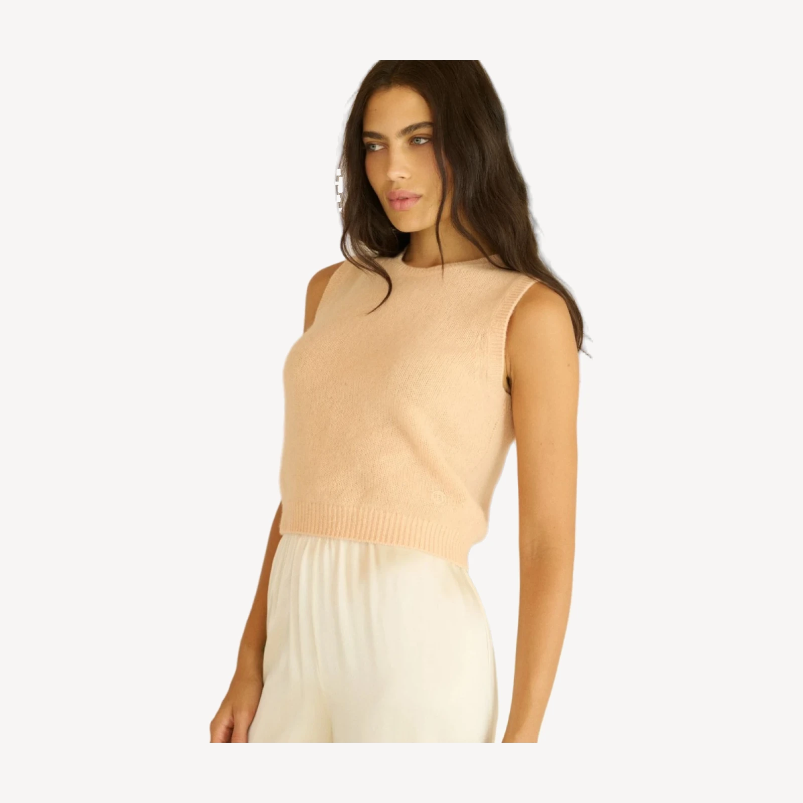 LOUDEN CASHMERE TOP -- LIGHT PEACH SORBET