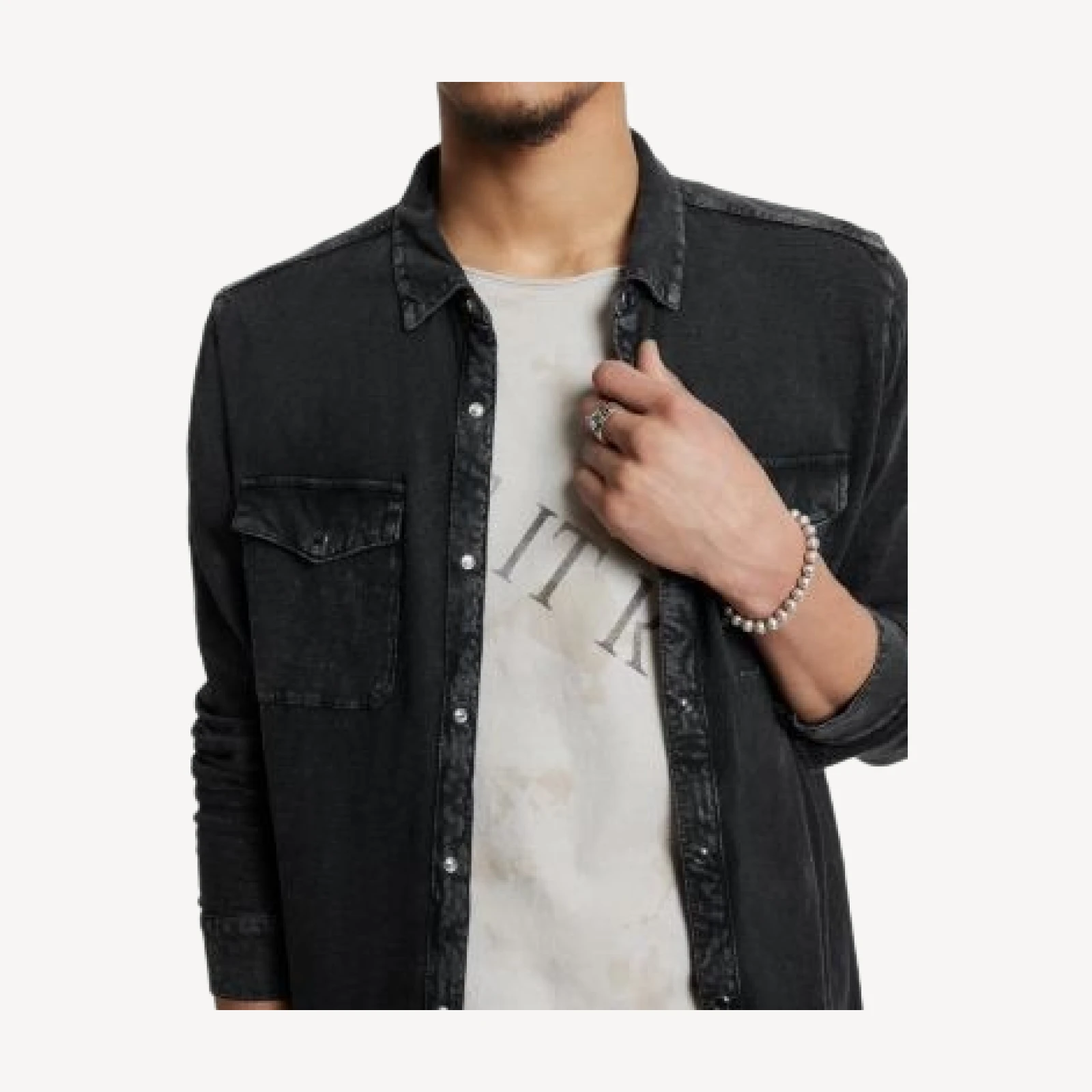 John Varvatos Arvon Cotton Textured Knit Button Down Western Shirt