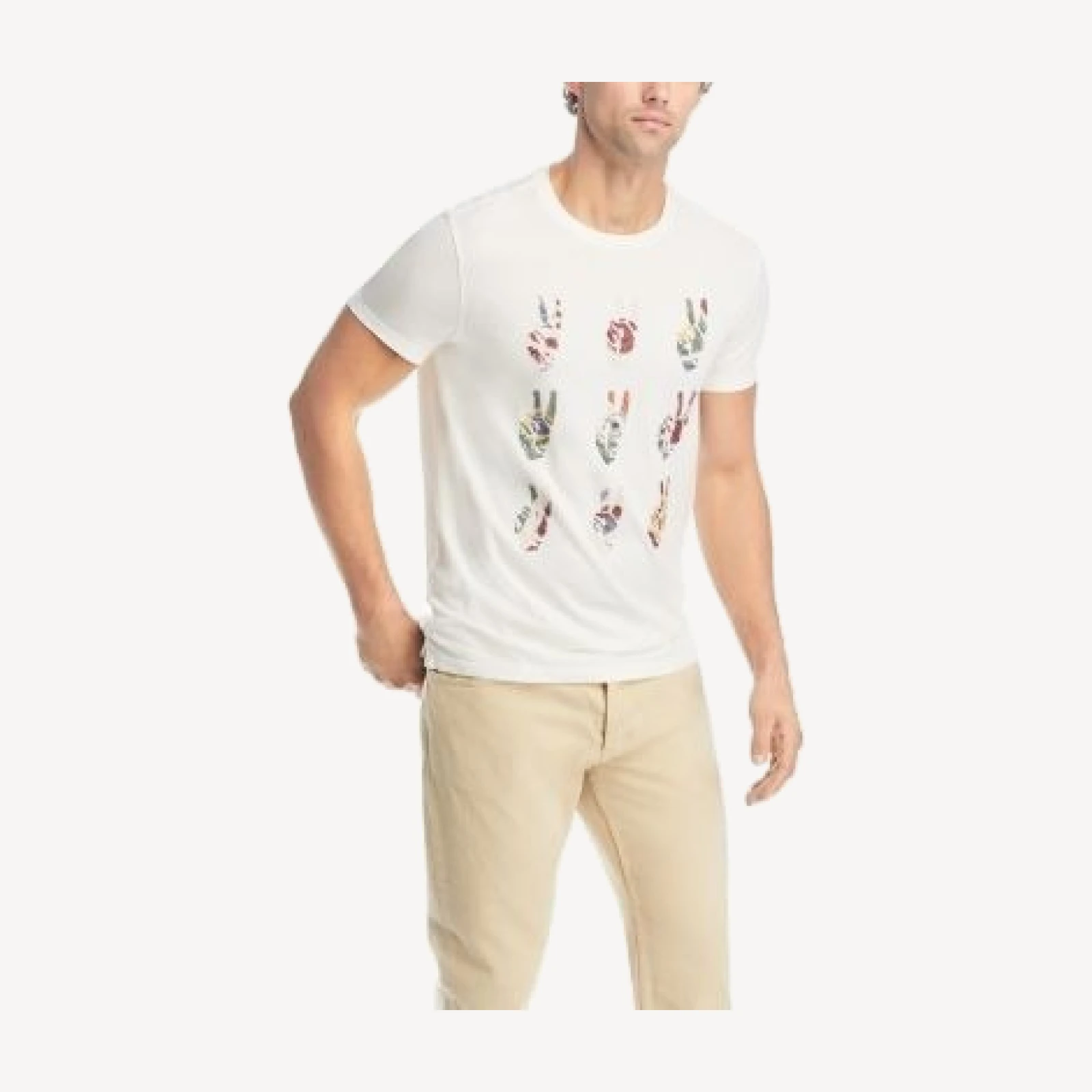 John Varvatos Cotton Multi Peace Hand Graphic Tee