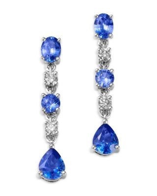 Bloomingdale's Fine Collection Sapphire & Diamond Linear Drop Earrings in 14K White Gold