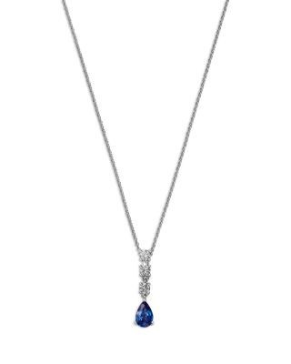 Bloomingdale's Fine Collection Sapphire & Diamond Linear Pendant Necklace in 14K White Gold, 20