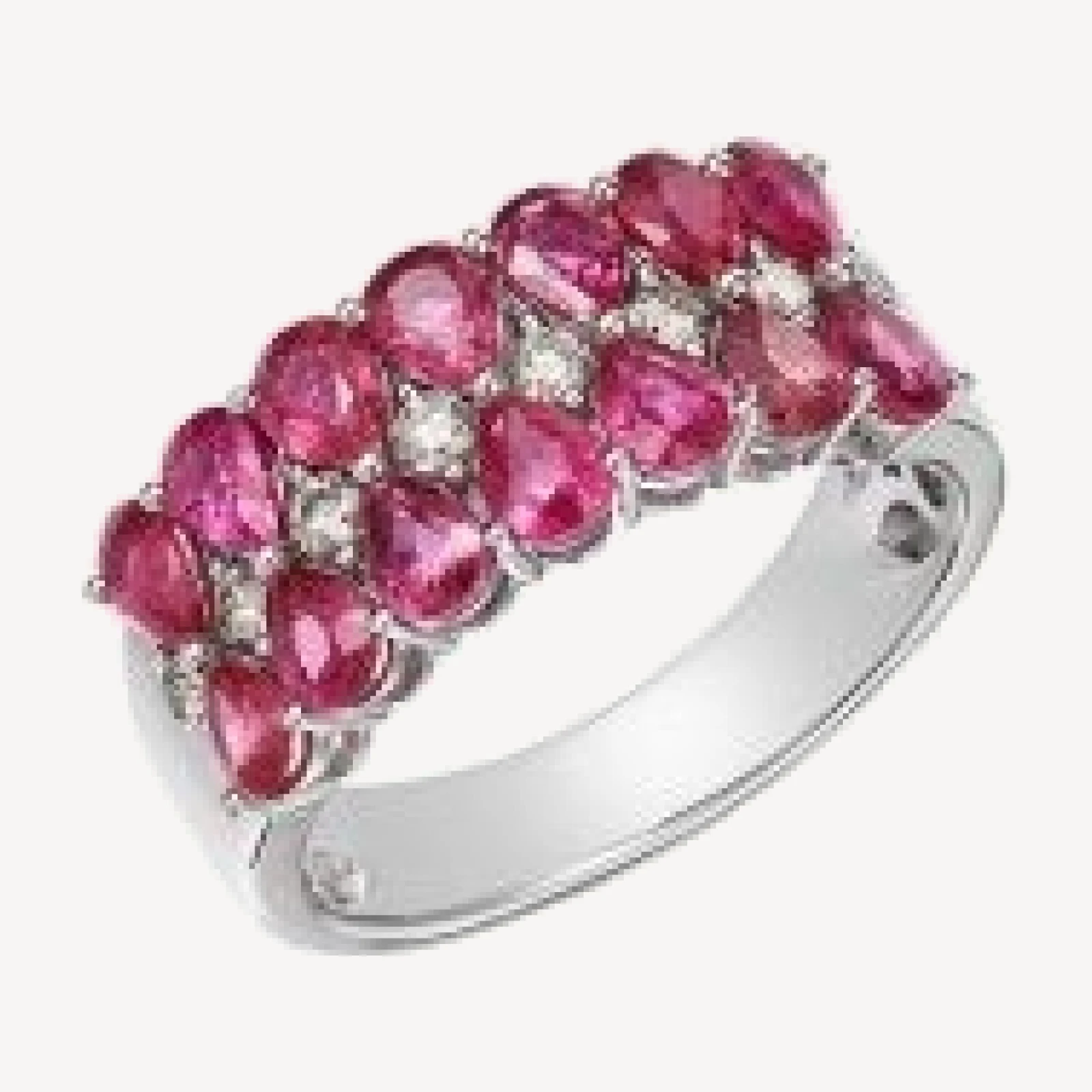 Bloomingdale's Fine Collection Ruby & Champagne Diamond Triple Row Ring in 14K White Gold