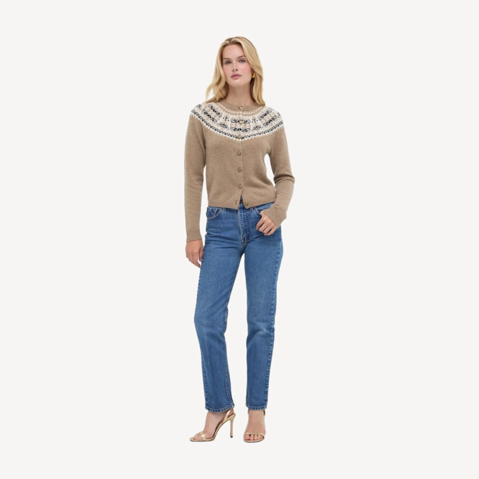 The Sonnet Cardigan - Thistle Fair Isle Taupe Marl
