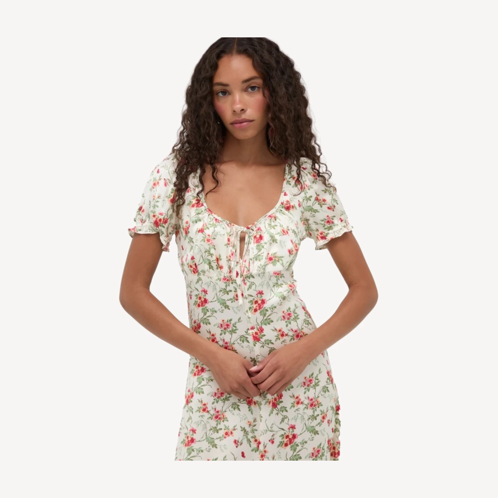 The Maxine Dress - Primrose Bouquet Ivory/Coral