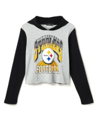 Junk Food Clothing Women's Nfl Pittsburgh Steelers Block Crop Hoodie