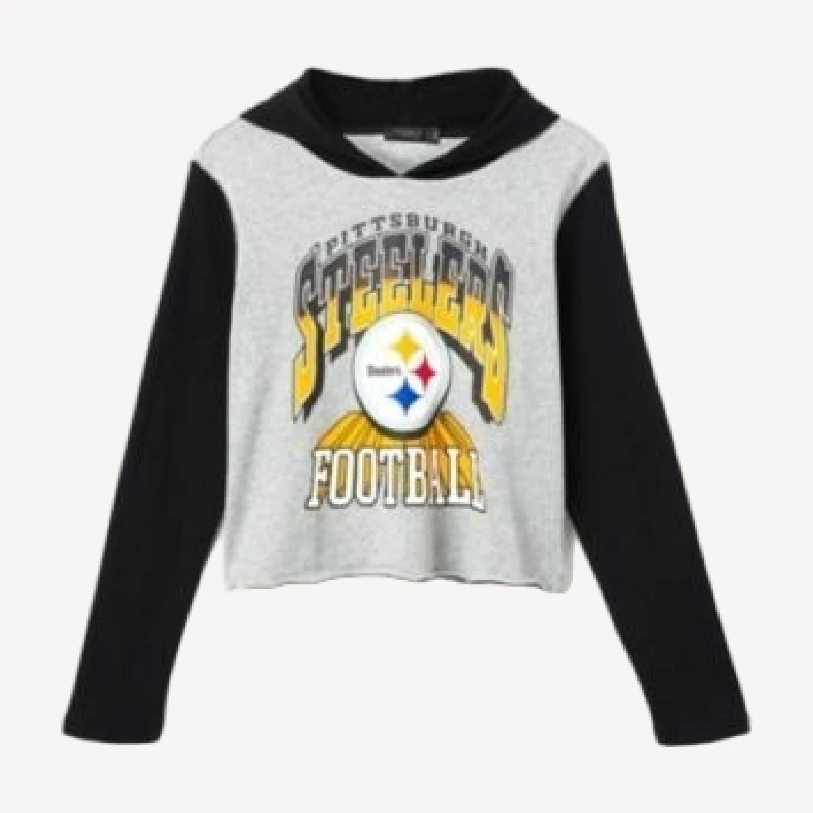 Junk Food Clothing Women's Nfl Pittsburgh Steelers Block Crop Hoodie