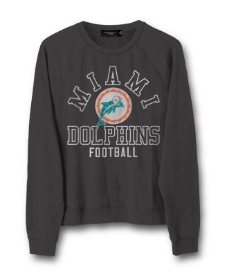 Junk Food Clothing Women's Nfl Miami Dolphins Flocked Raglan Crew Fleece Sweatshirt