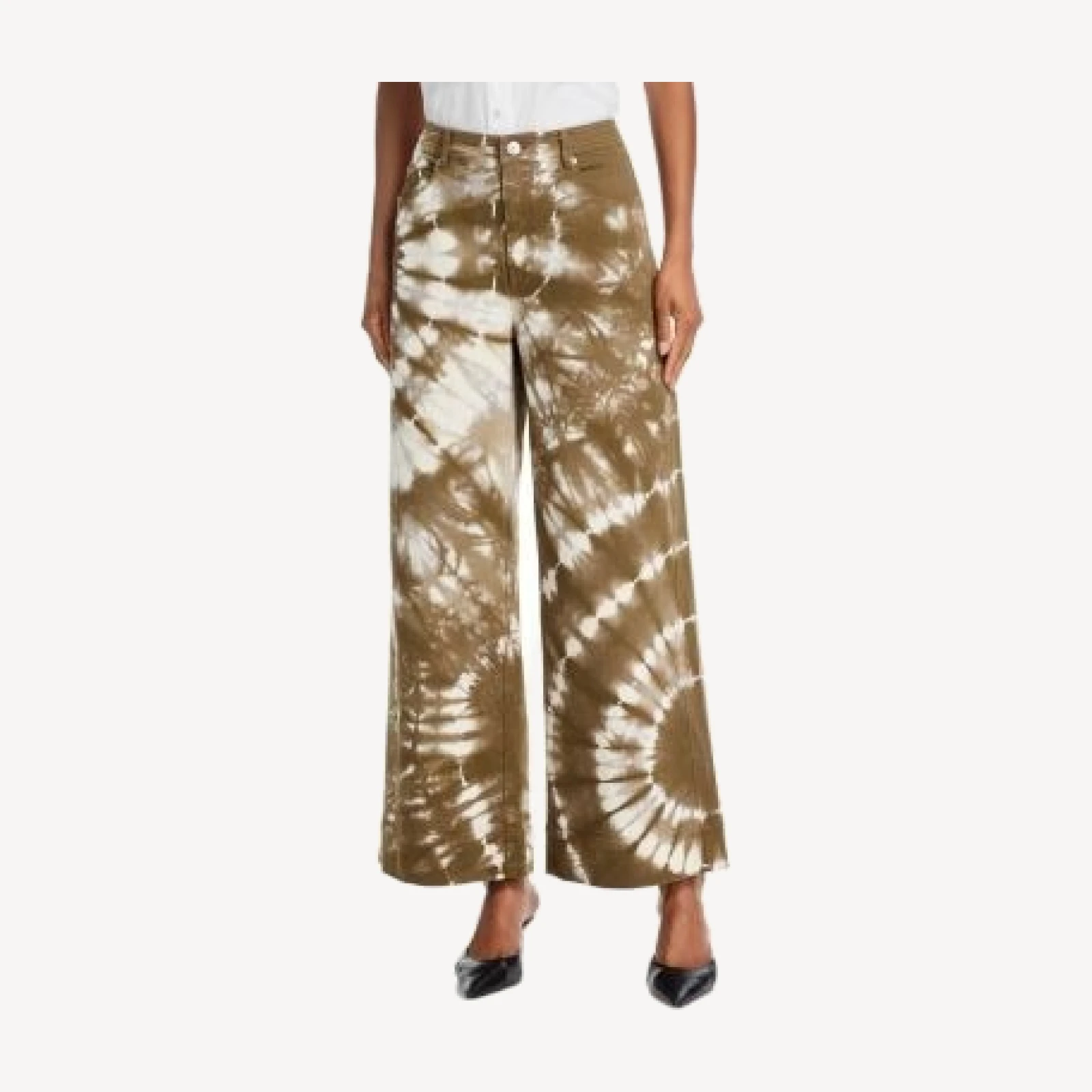 Cinq a Sept Tie Dye Betsy High Rise Wide Leg Jeans in Dark Olive