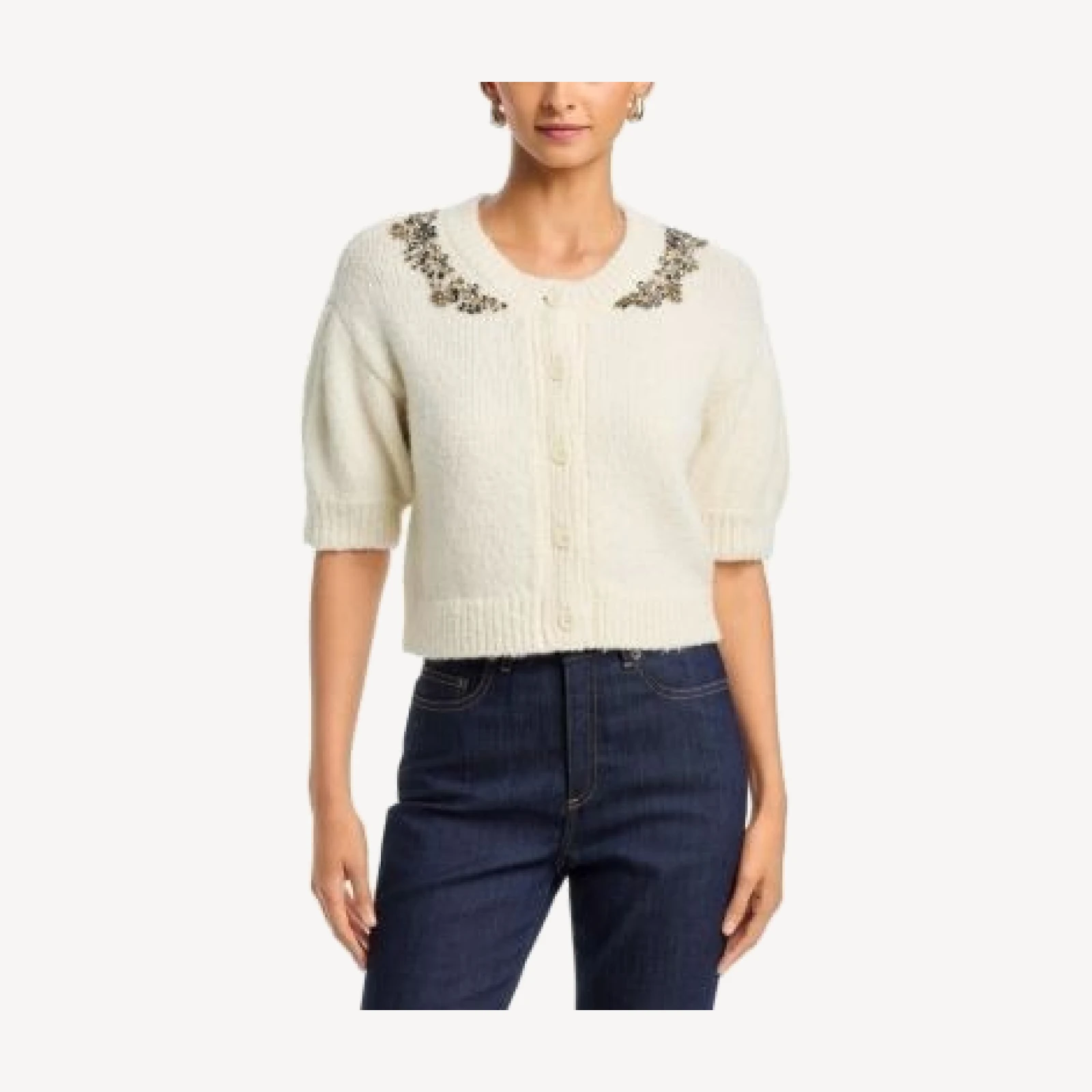 Cinq a Sept Crystal Lace Millicent Cardigan Sweater