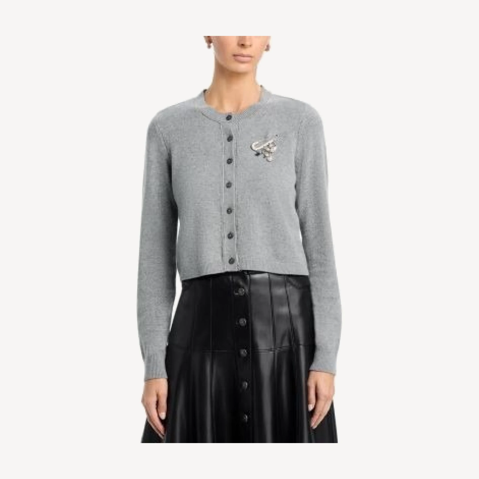 Cinq a Sept Allura Rhinestone Pin Cardigan