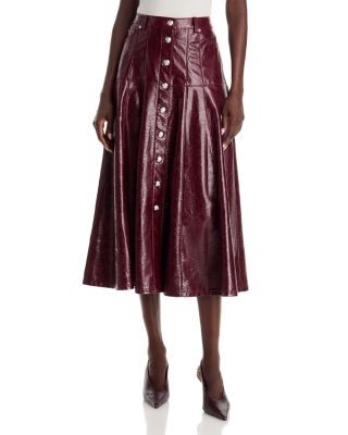 Cinq a Sept Veena Tumbled Faux Leather Midi Skirt