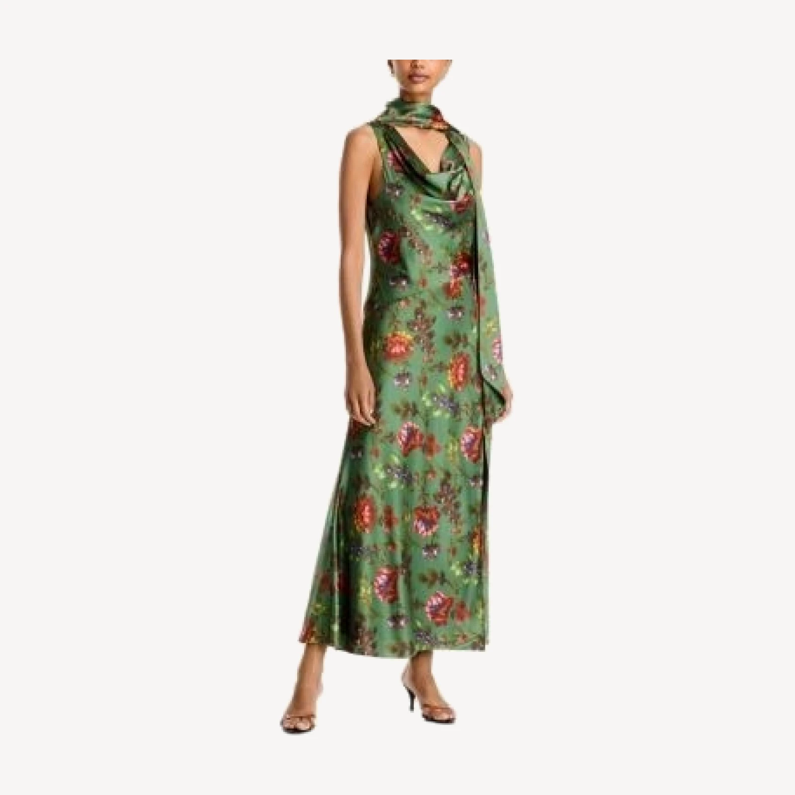 Cinq a Sept Rosmira Floral Scarf Neck Midi Dress