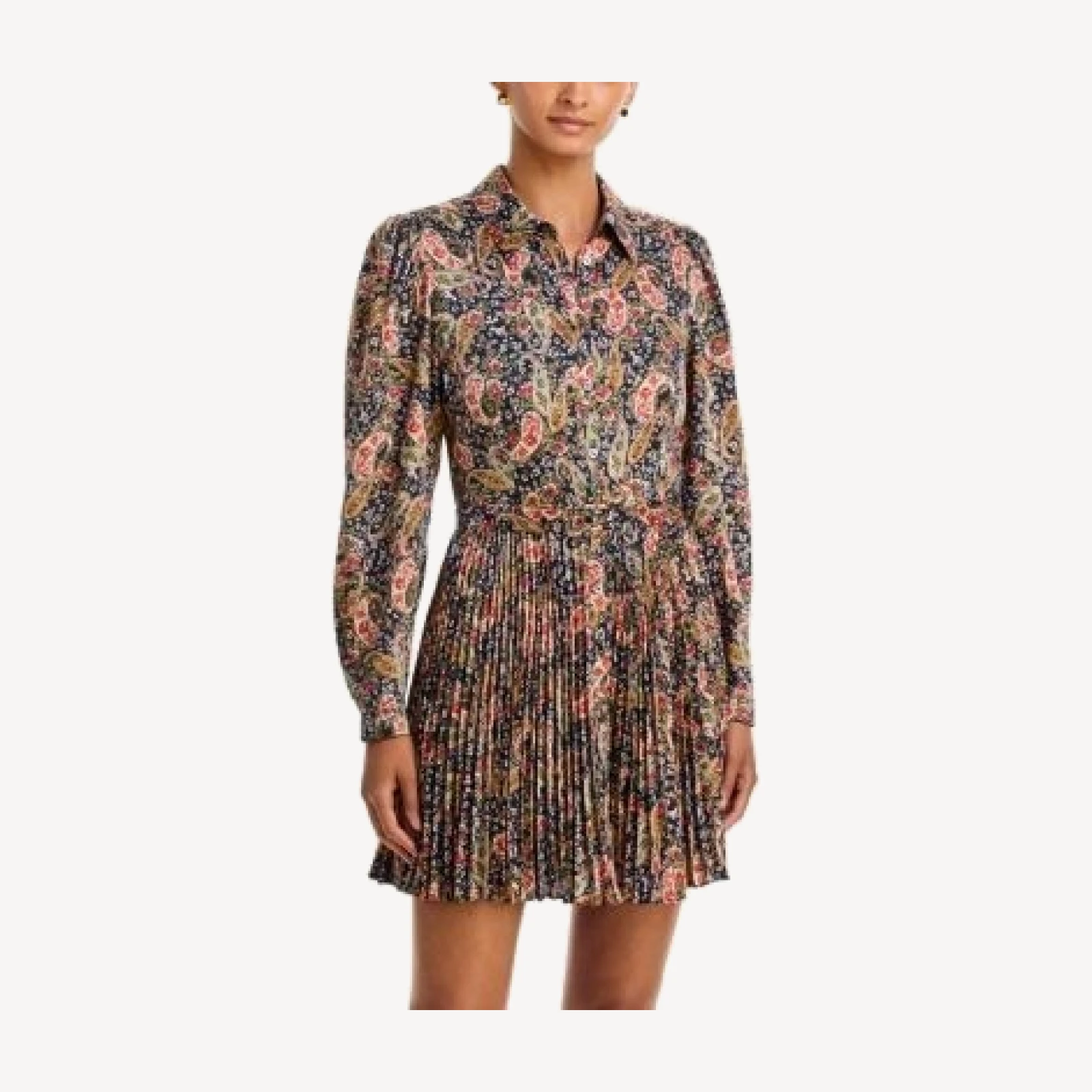 Cinq a Sept Reynolds Printed Pleated Skirt Shirt Dress