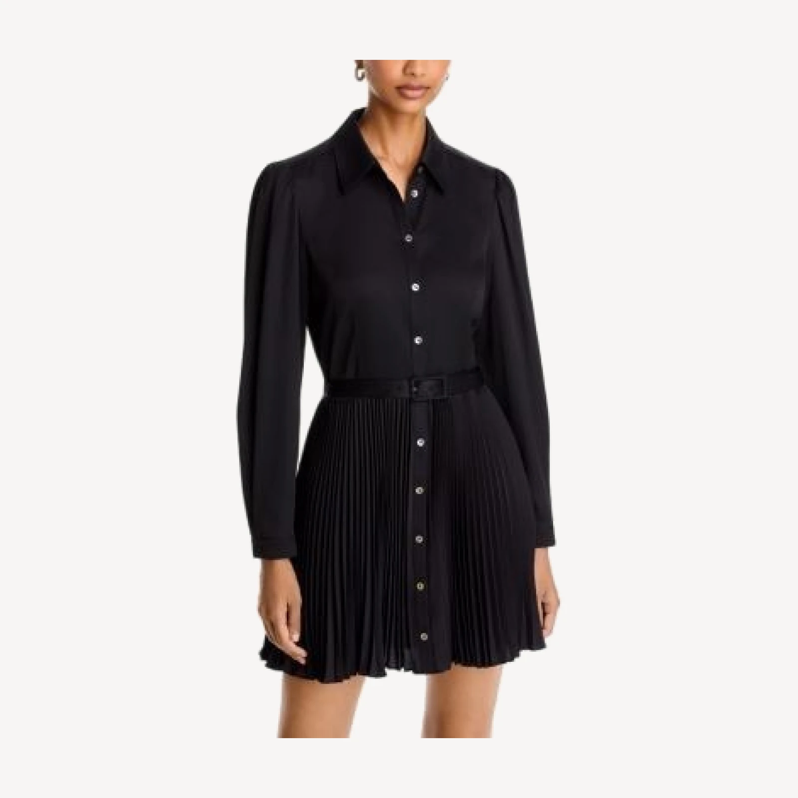 Cinq a Sept Reynolds Belted Pleated Skirt Shirt Dress