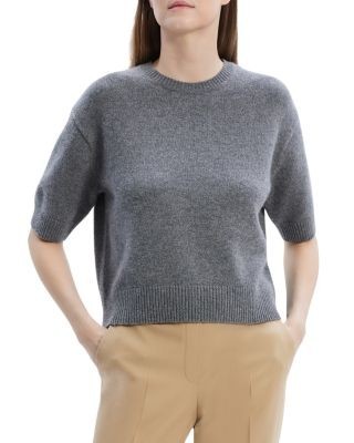 Theory Cashmere Cropped Short Sleeve Sweater