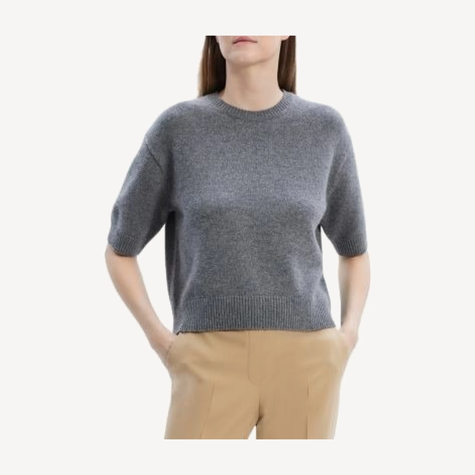 Theory Cashmere Cropped Short Sleeve Sweater