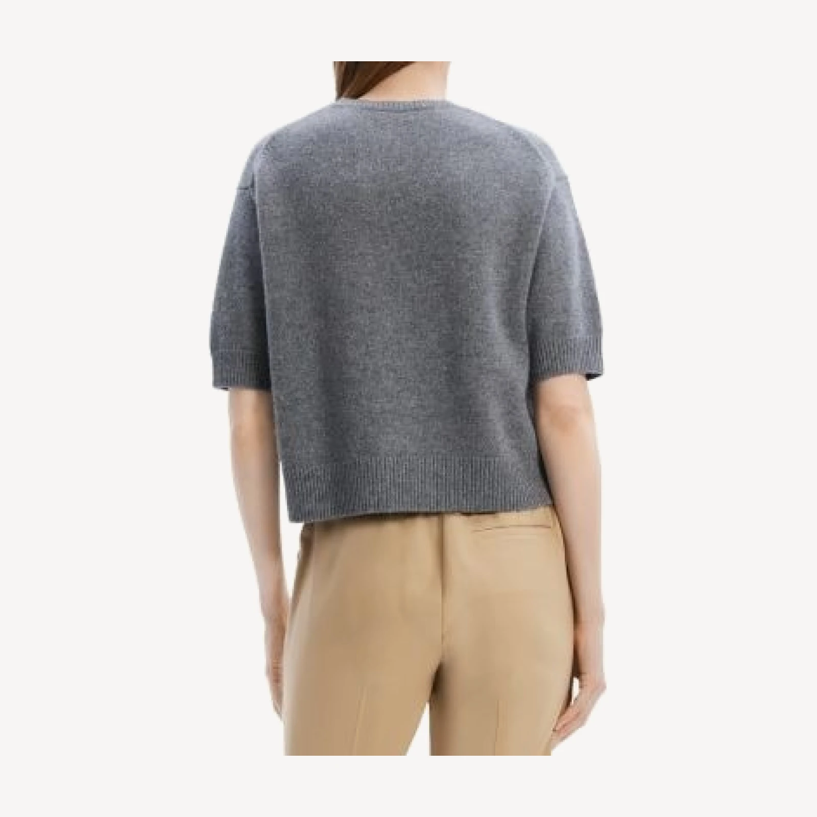 Theory Cashmere Cropped Short Sleeve Sweater