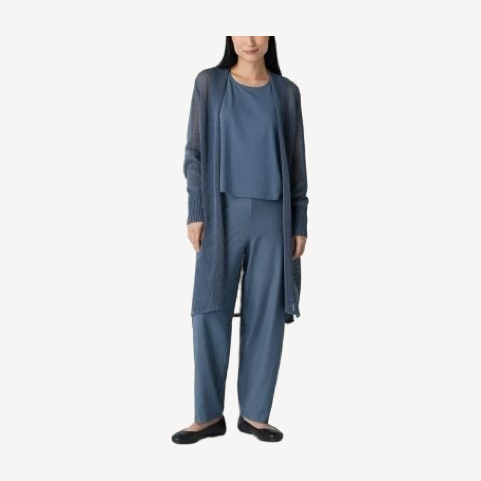 Eileen Fisher Linen Cotton Cord Long Cardigan Sweater